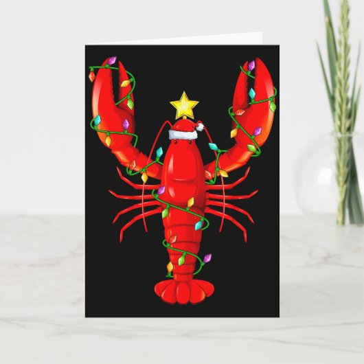 Lobster Lighting Xmas Tree Matching Lobster Christ Kaart (Voorkant)