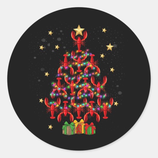 Lobster Lighting Xmas Tree Matching Lobster Christ Ronde Sticker (Voorkant)