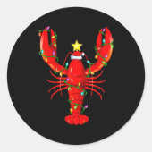 Lobster Lighting Xmas Tree Matching Lobster Christ Ronde Sticker (Voorkant)