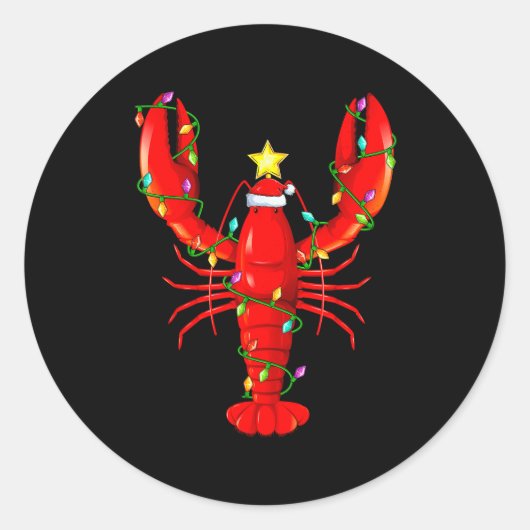 Lobster Lighting Xmas Tree Matching Lobster Christ Ronde Sticker (Voorkant)