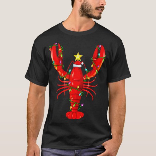 Lobster Lighting Xmas Tree Matching Lobster Christ T-shirt (Voorkant)