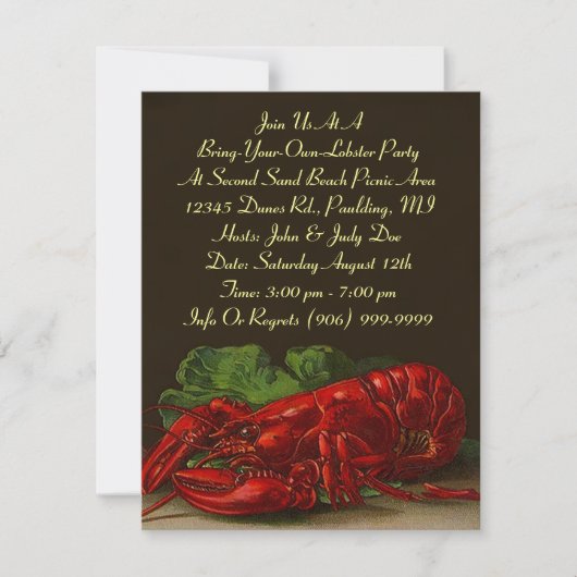 Lobster Lobsters Party Dinner of BYOL Invitation Kaart (Voorkant)