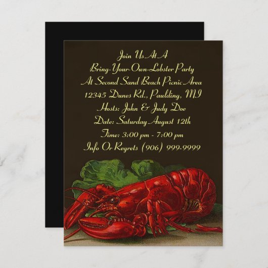 Lobster Lobsters Party Dinner of BYOL Invitation Kaart (Voorkant / Achterkant)