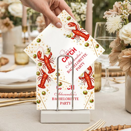 Lobster Love Coastal Bachelorette Party Servet