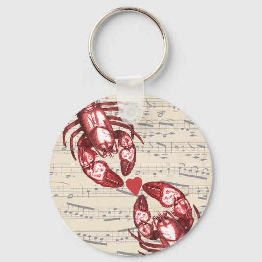 Lobster Love Musical notes with hart Sleutelhanger (Voorkant)