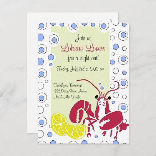 Lobster Lovers-uitnodiging Uitnodiging Briefkaart (Voorkant / Achterkant)