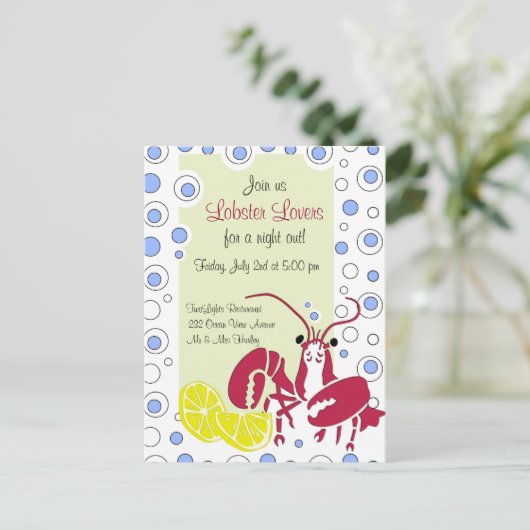 Lobster Lovers-uitnodiging Uitnodiging Briefkaart (Staand voorkant)
