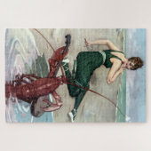 Lobster met banjo serenading beach Girl Legpuzzel (Horizontaal)