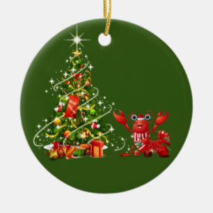 Lobster met kerstscafts Santa Hat Keramisch Ornament