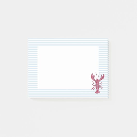 Lobster Nautical Blauw Gestreepte Preppy Post-it N Post-it® Notes (Voorkant)