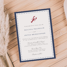 Lobster Nautical Navy Wedding Invitation Kaart