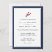 Lobster Nautical Navy Wedding Invitation Kaart (Voorkant)