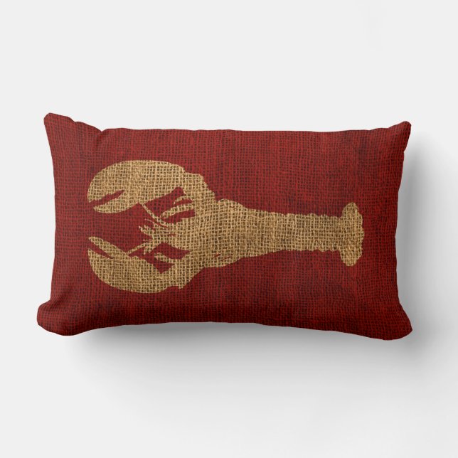 Lobster Nautical Rustic Red Kussen (Voorkant)