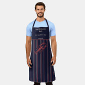 Lobster Navy Blauw En Rood Gestreepte Restaurant Schort (Gedragen)