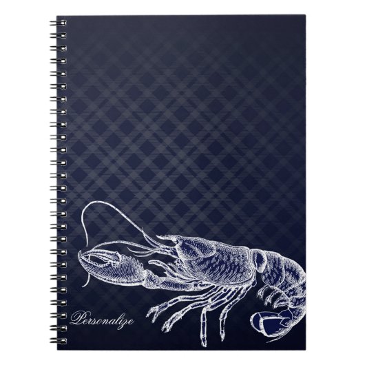  Lobster Navy Blue Elegant Chic Pset Notitieboek (Voorkant)