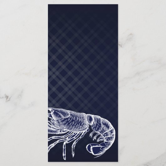  Lobster Navy Blue Elegant Party Menu Kaart (Achterkant)