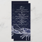  Lobster Navy Blue Elegant Party Menu Kaart (Voorkant / Achterkant)