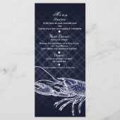  Lobster Navy Blue Elegant Party Menu Kaart (Voorkant)