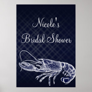  Lobster Navy Blue Elegant Poster Banner