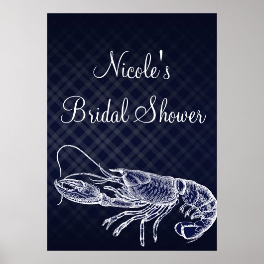  Lobster Navy Blue Elegant Poster Banner (Voorkant)