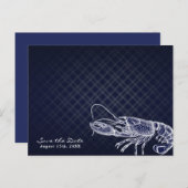 Lobster Navy Blue Elegant Save the Date Aankondigingskaart (Voorkant / Achterkant)