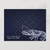 Lobster Navy Blue Elegant Save the Date Aankondigingskaart (Voorkant)