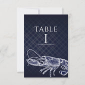 Lobster Navy Blue Elegant Table Number Kaart (Voorkant)