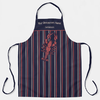 Lobster Navy Blue En Rode Streep Restaurant Schort