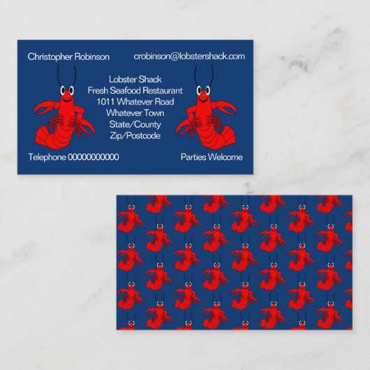Lobster-ontwerp Visitekaartje (Voorkant / Achterkant)