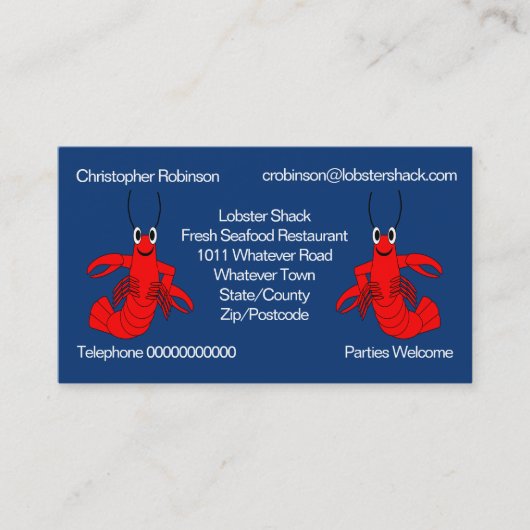 Lobster-ontwerp Visitekaartje (Voorkant)
