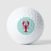 Lobster op Blue Gingham Golfballen (Voorkant)