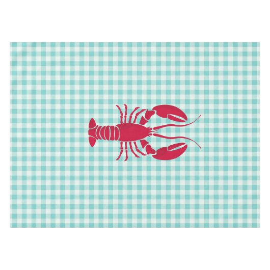 Lobster op Blue Gingham Tafelkleed (Voorkant (Horizontaal))