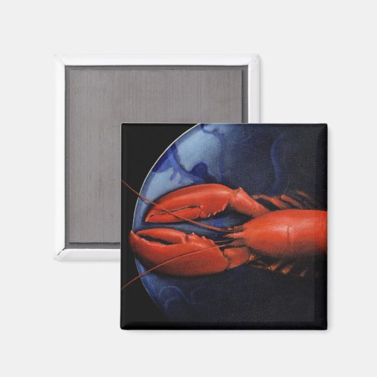 Lobster op Bord Tiffany Magneet (Voorkant / Achterkant)