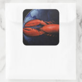 Lobster op Bord Tiffany Vierkante Sticker (Tas)