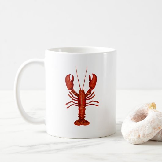 Lobster Painting Nautical Coastal Pattern Koffiemok (Met donut)