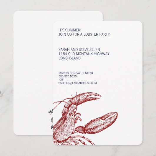 Lobster-partij Kaart (Voorkant / Achterkant)