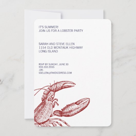 Lobster-partij Kaart (Voorkant)