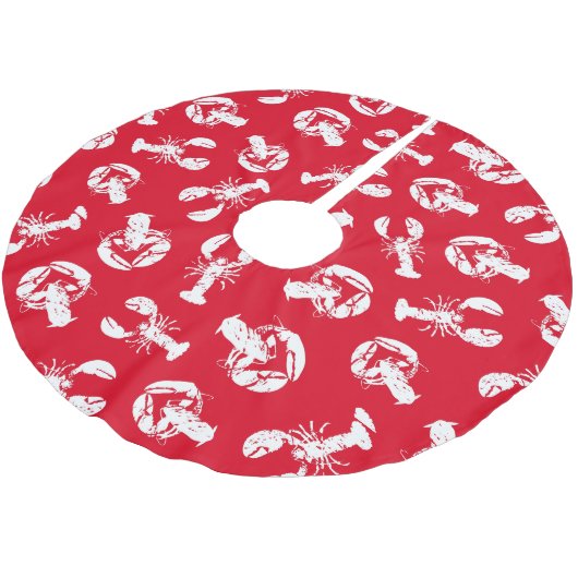 Lobster Pattern Red White Kerstboom Rok (Gekanteld)