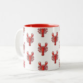 Lobster Pattern Seafood Gourmet Cool Red & White Tweekleurige Koffiemok (Voorkant links)