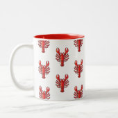 Lobster Pattern Seafood Gourmet Cool Red & White Tweekleurige Koffiemok (Links)