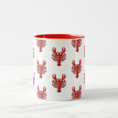 Lobster Pattern Seafood Gourmet Cool Red & White Tweekleurige Koffiemok (Center)