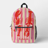 Lobster Pop Bold Crustaceans on Candy Stripes Bedrukte Rugzak (Voorkant)