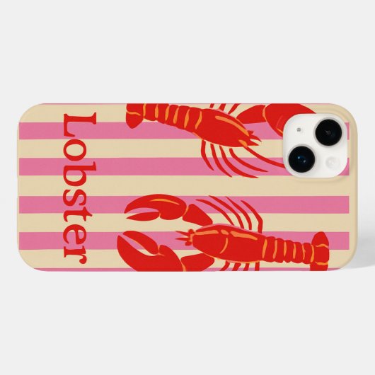 Lobster Pop Bold Crustaceans on Candy Stripes Case-Mate iPhone Case (Achterkant (horizontaal))