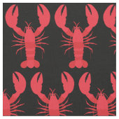 Lobster Print Fabric Black Stof (Close Up)