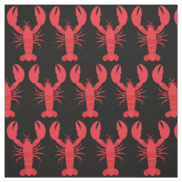 Lobster Print Fabric Black Stof