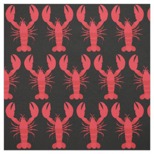 Lobster Print Fabric Black Stof