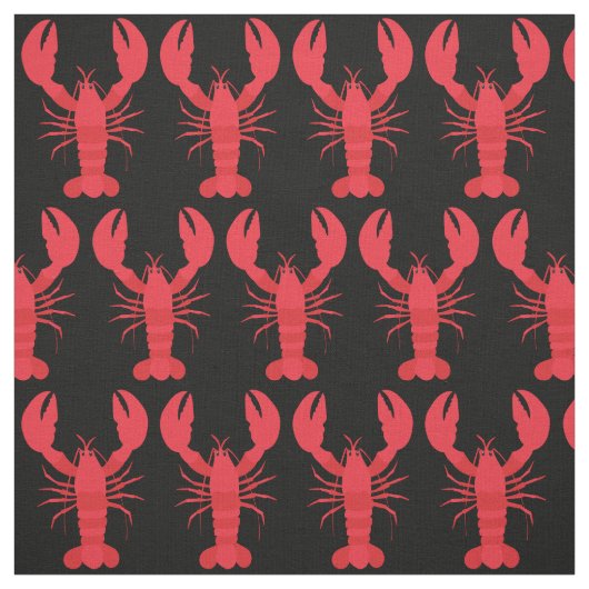 Lobster Print Fabric Black Stof (Swatch)