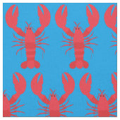 Lobster Print Fabric Blue Stof (Close Up)