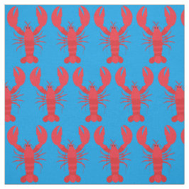 Lobster Print Fabric Blue Stof