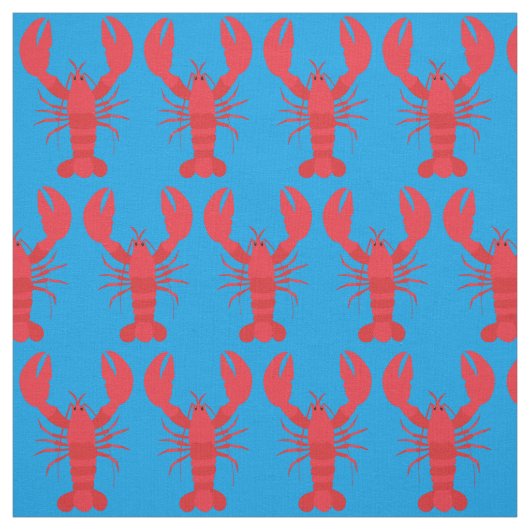 Lobster Print Fabric Blue Stof (Swatch)